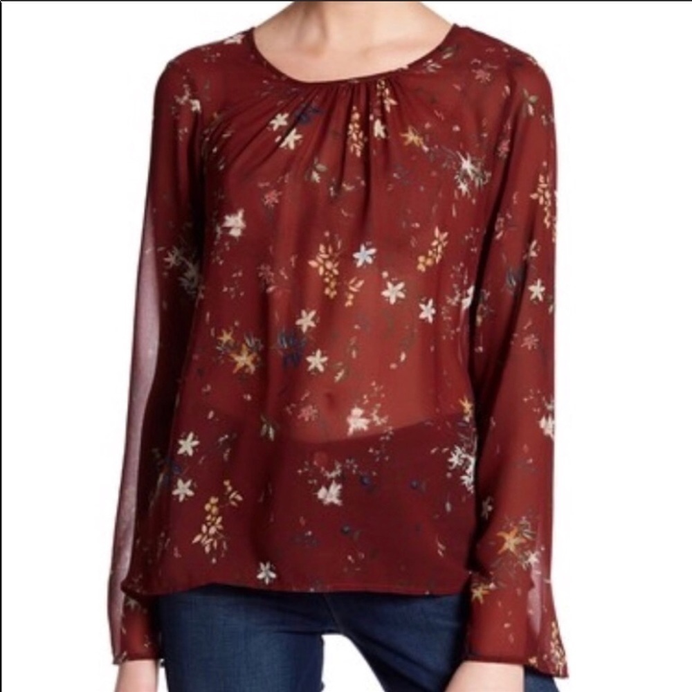 Anthropology Willow & Clay red flower top NWT